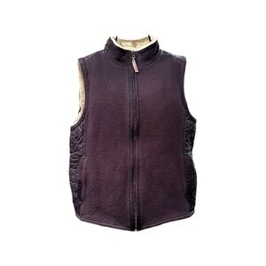 TALBOTS,WOMENS, BLUE, FLEECE LINED VEST.ZIP FRONT CLOSURE, SIDE POCKETS.SIZE LP